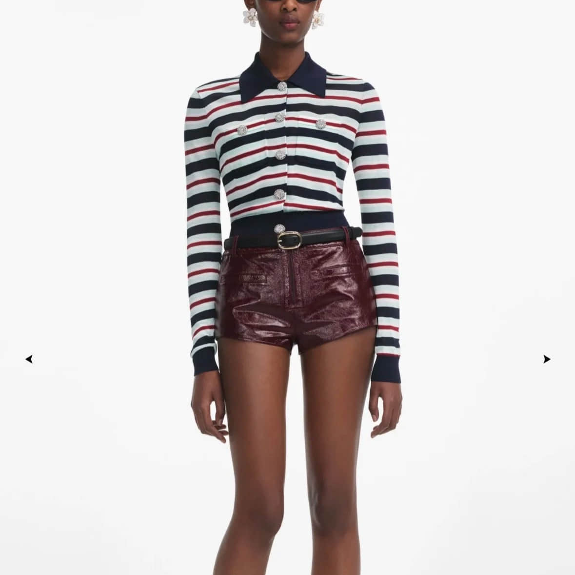 Women's Striped Lapel Long Sleeve Cardigan