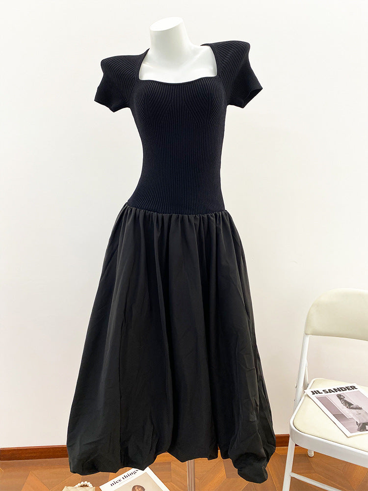 Women's black knitted slim fit dress
