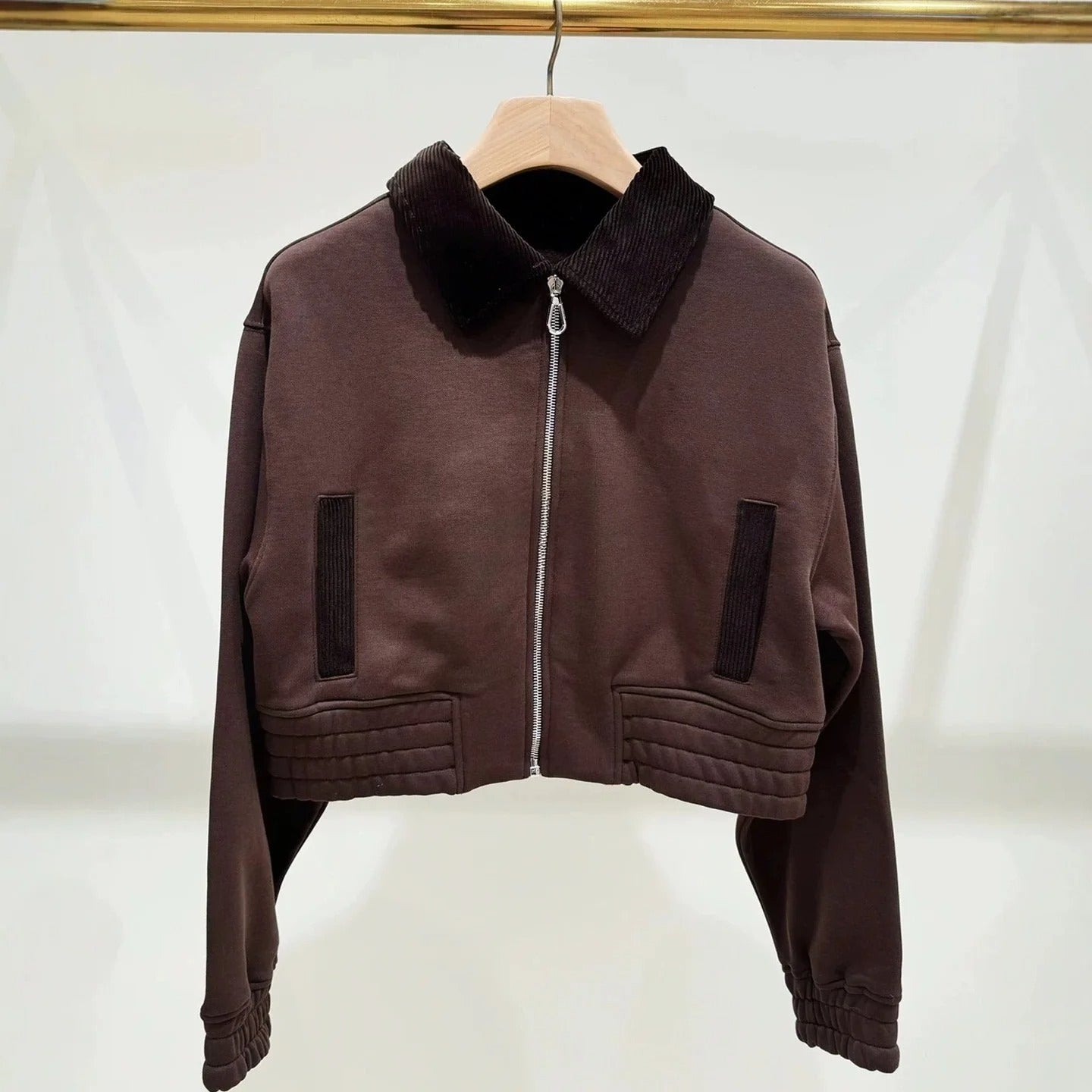 Women's retro brown wool jacket top