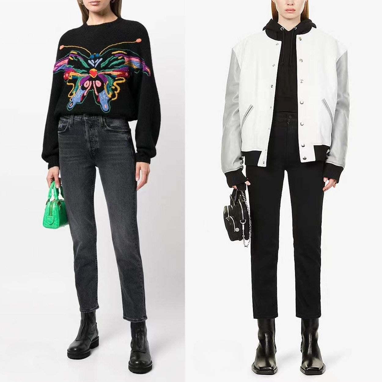 Women's casual straight-leg slim-fit cropped jeans