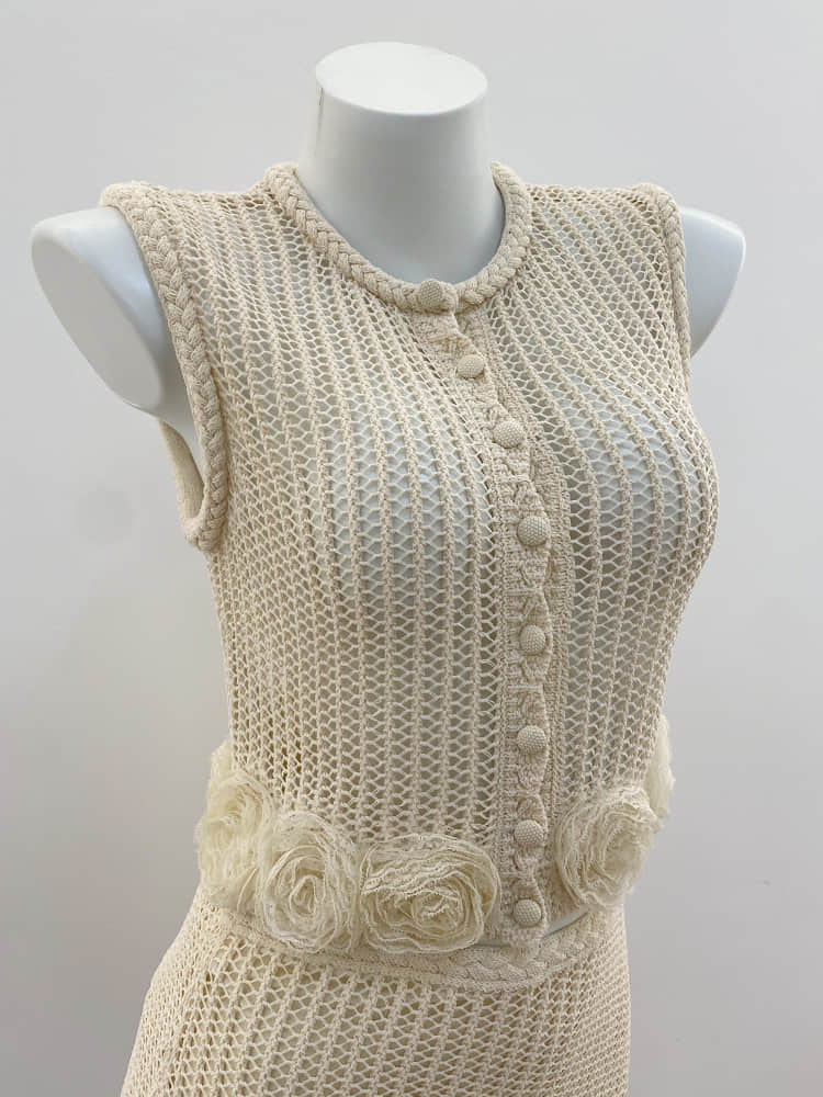 Women's knitted rosette two-piece suit