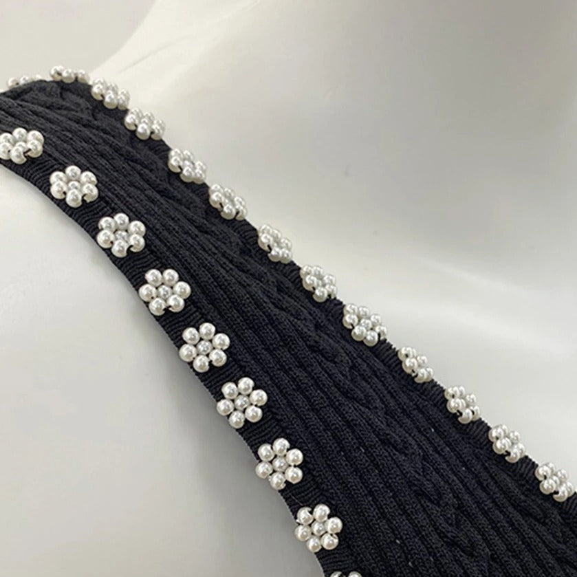 Women's U-neck Pearl Knit Bodycon Dress