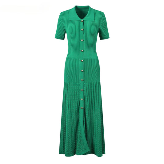 Summer Women Knitted Short Sleeve  Maxi Dresses