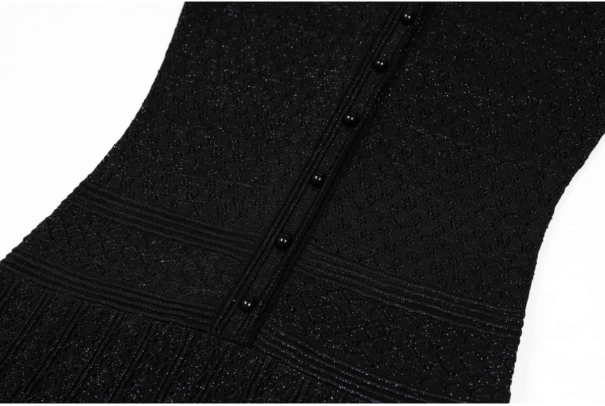 Black knitted short-sleeved slim elegant dress