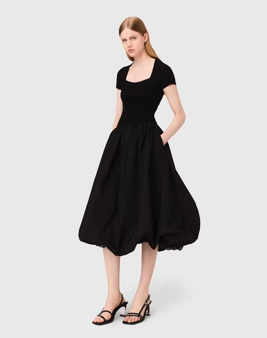 Women's black knitted slim fit dress
