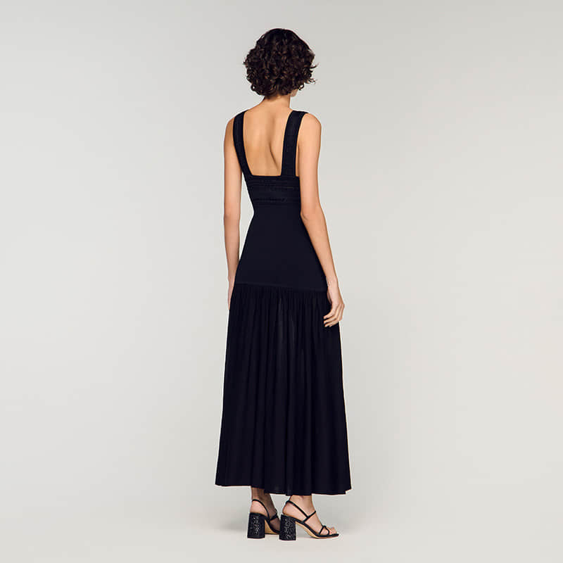 Women's black hollow out dress