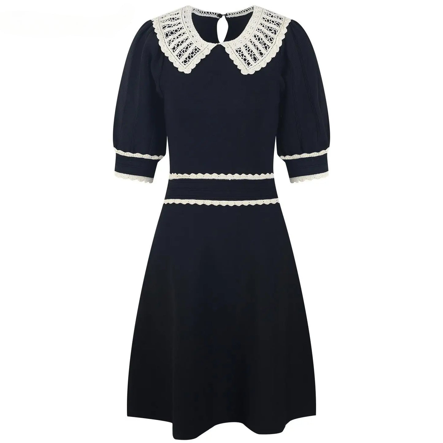Short Sleeve Colorblock Wear Women Knit Mini A-line Dress