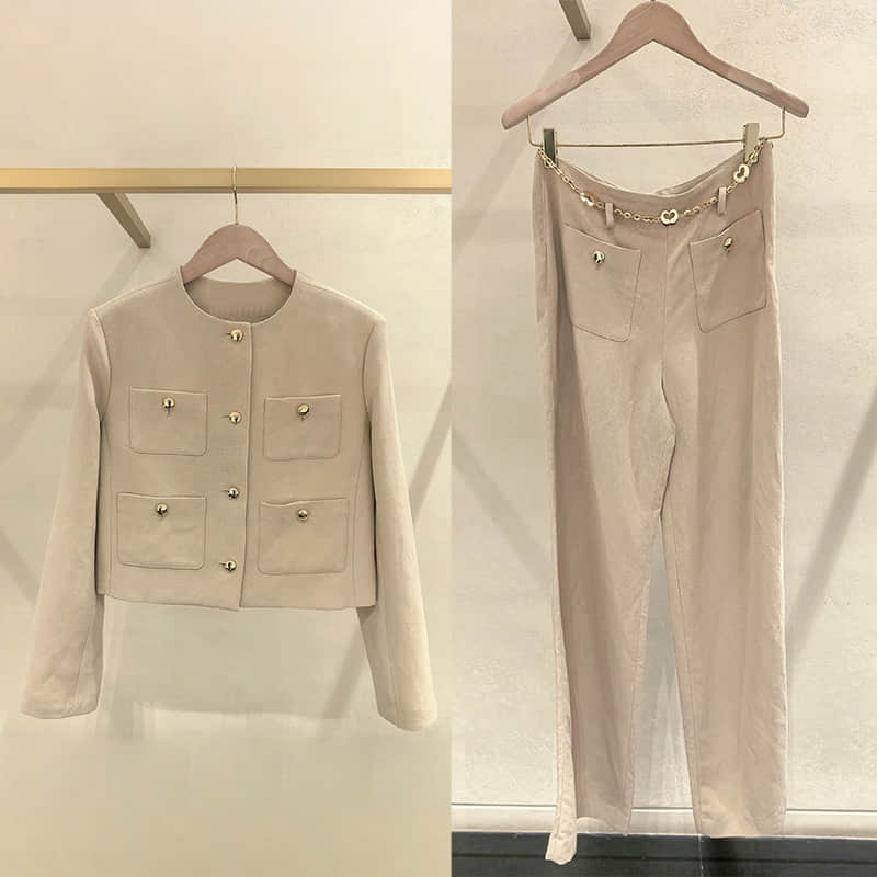 Women's pure color two-piece set