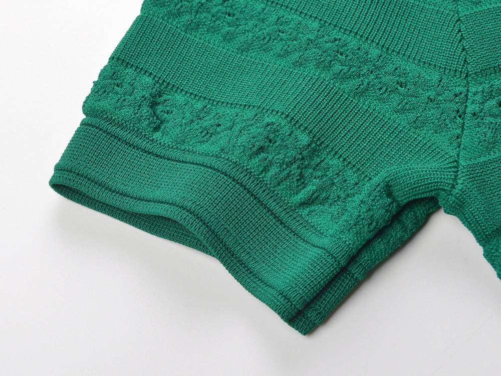 Women's green short sleeve knitted dress