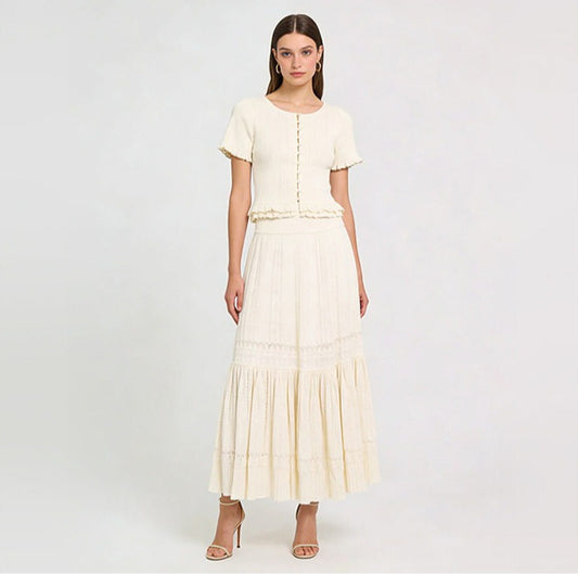 Women's beige elegant two piece suit