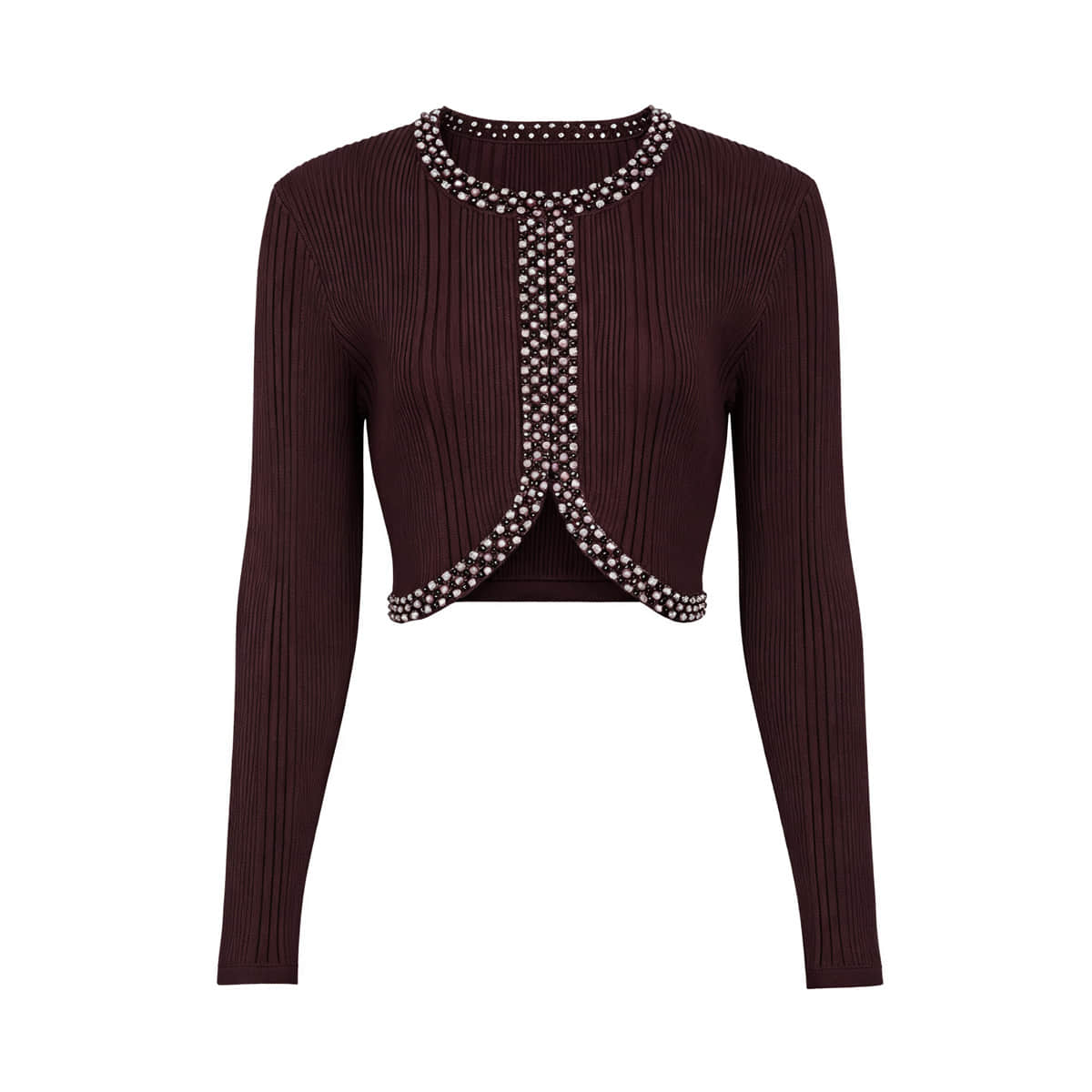 Two women‘s long-sleeved diamond-stitched knit suits