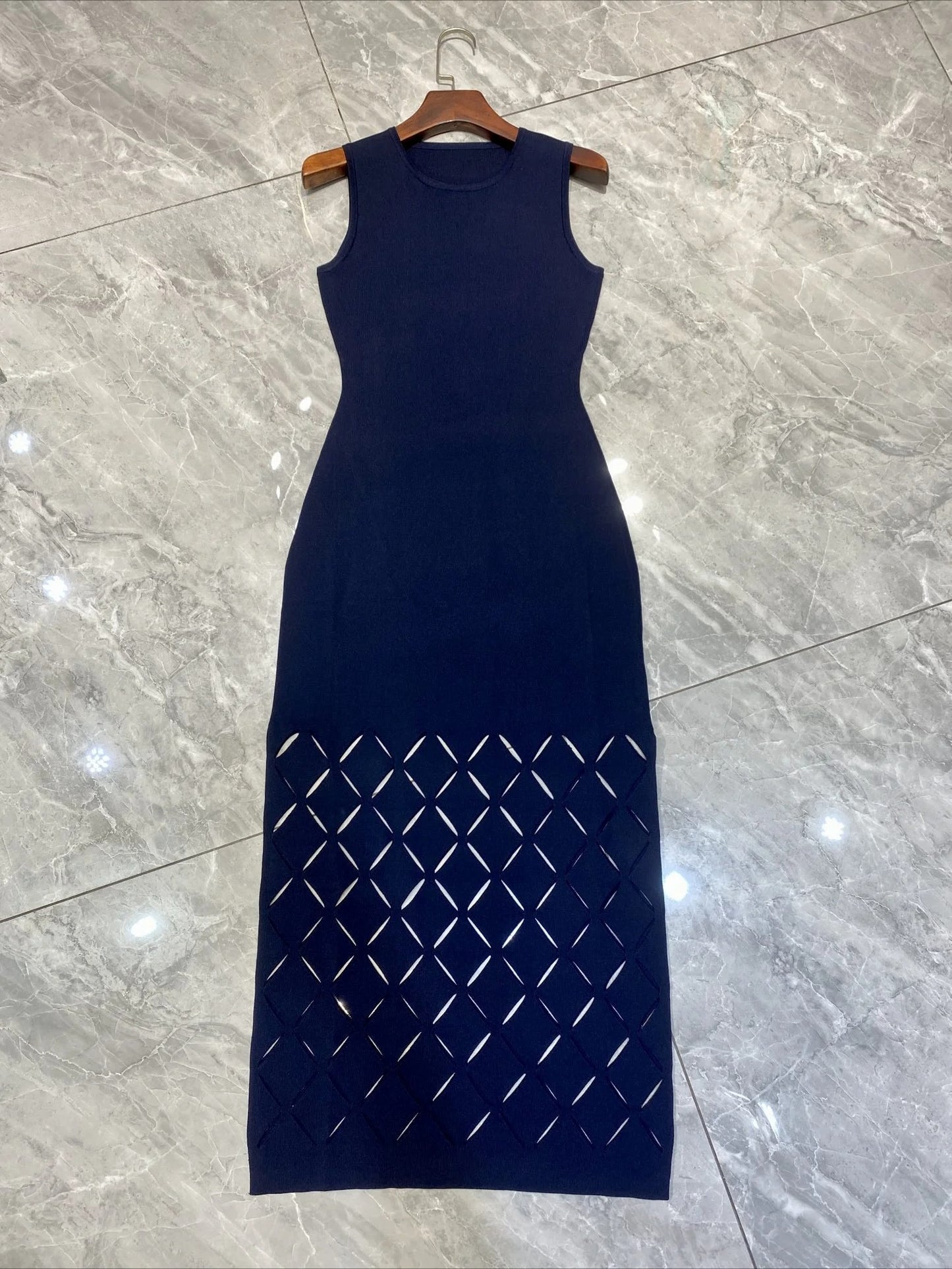 Women's dark blue dress cardigan two-piece set