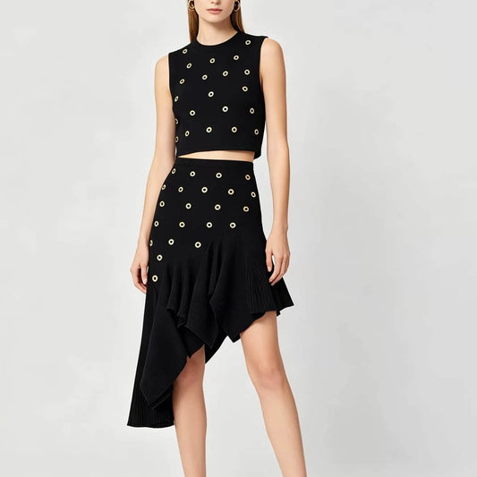 Women's black casual two piece suit