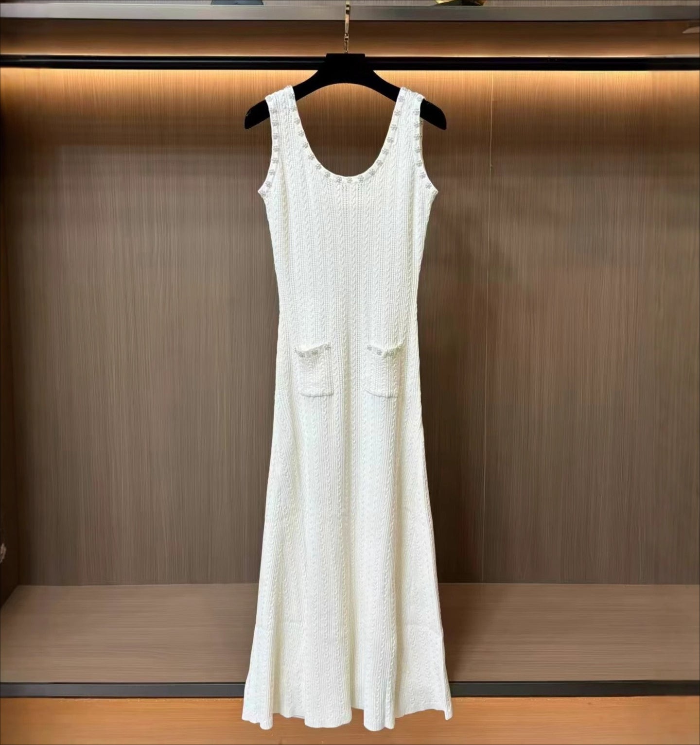 Women's Knitted Pearl Elegant Two Piece Suit