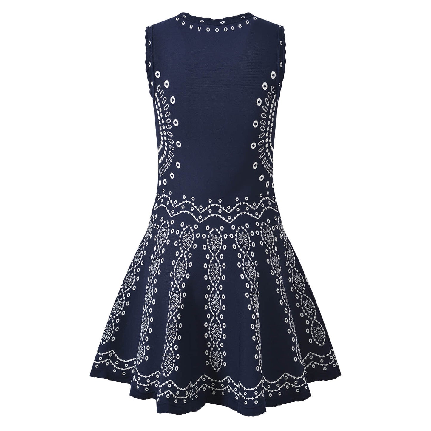 Dark blue round neck sleeveless slim dress