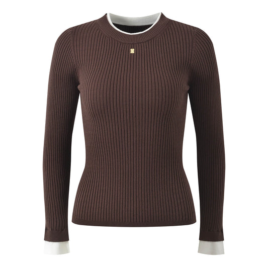 Women's long sleeved round neck knitted top