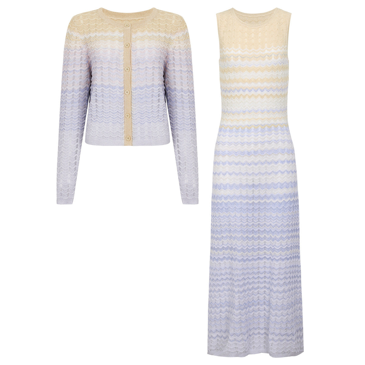 Women's two-piece suit with long-sleeved cardigan and sleeveless dress