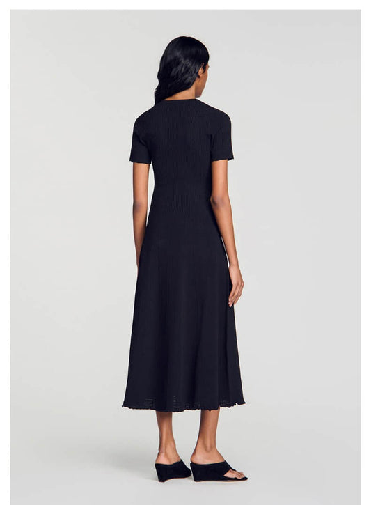 Black short sleeve knitted elegant dress