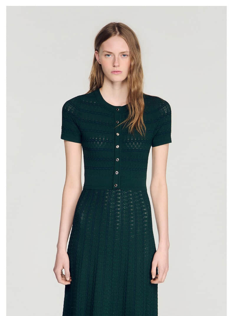 Green short sleeve round neck short sleeve dress