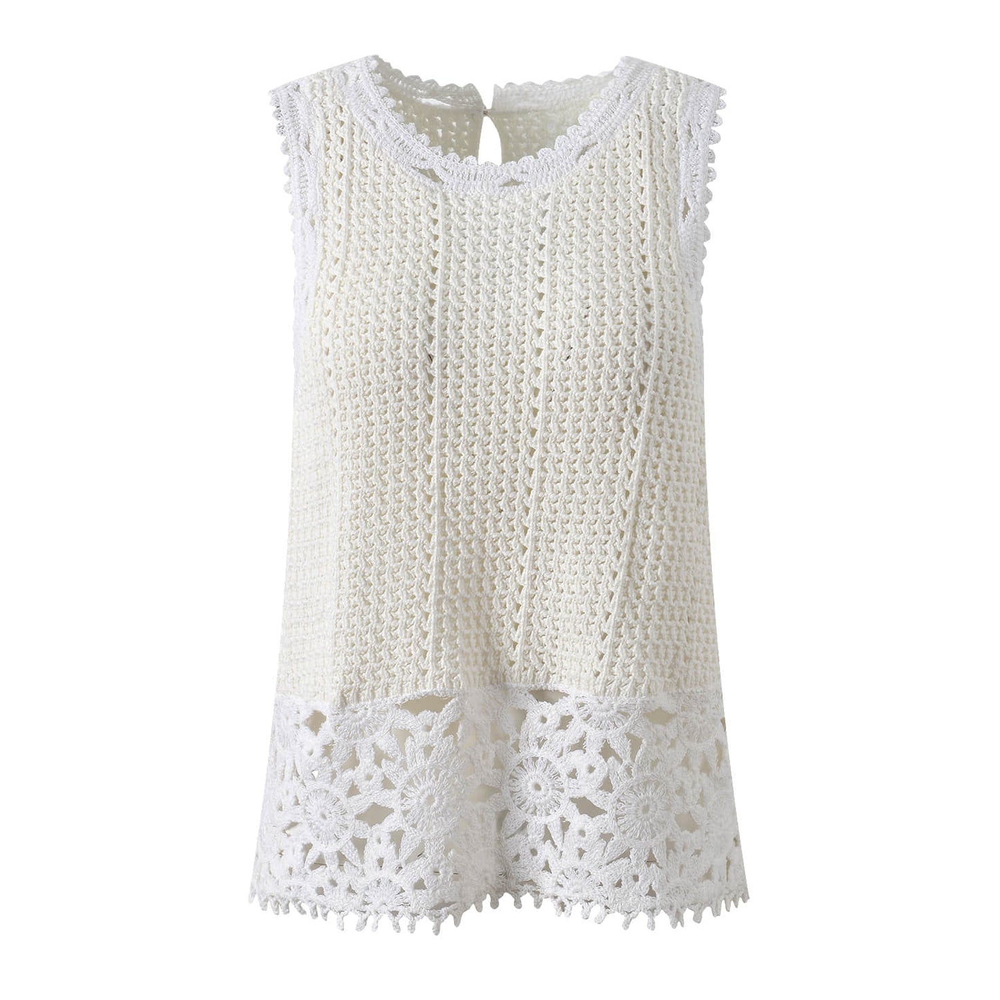 Women's white crew neck knitted two-piece suit
