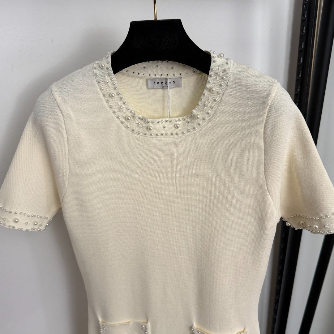 Women's Pearl Rivet Short Sleeve Dress