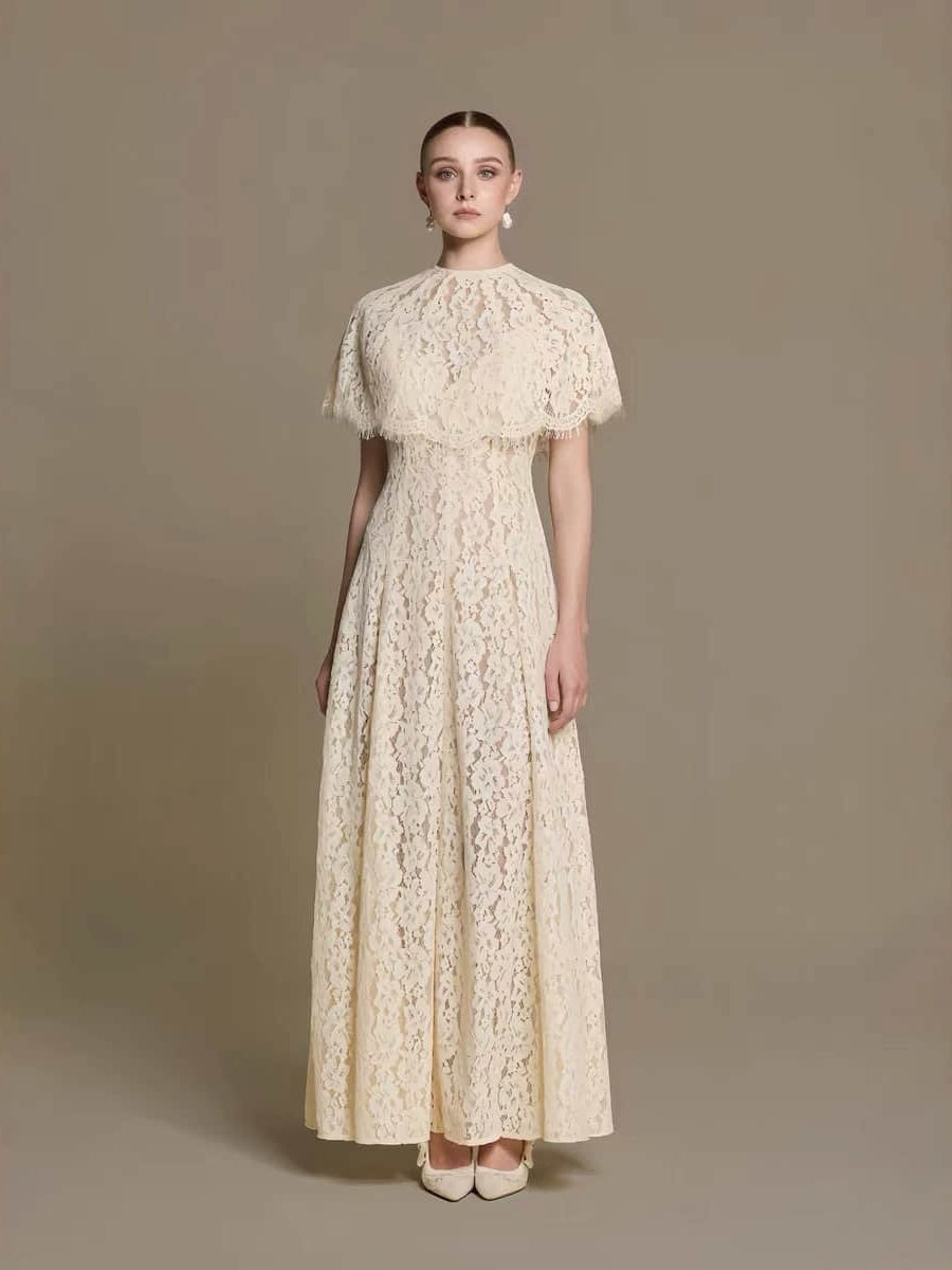 Women's lace slim and elegant long dress