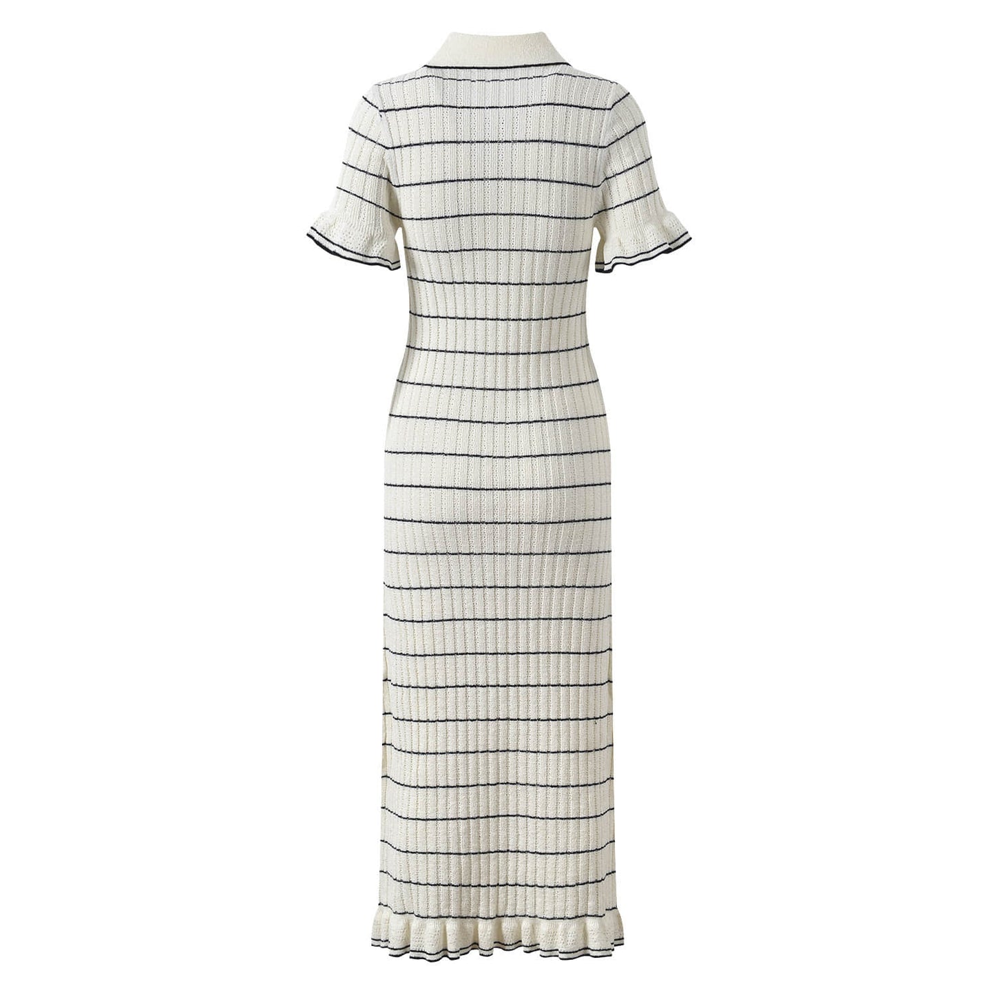 Women's white striped short sleeve dress