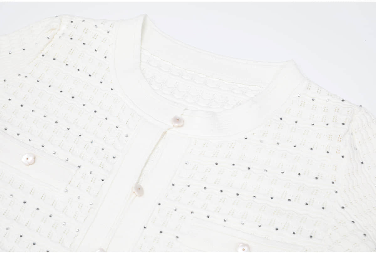 White short-sleeved knitted slim long dress