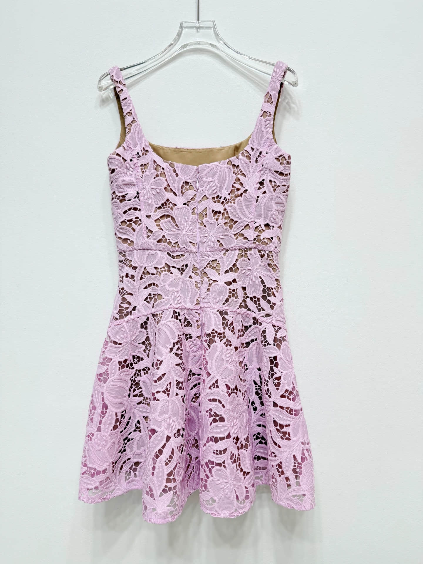Women's pink lace suspender dress