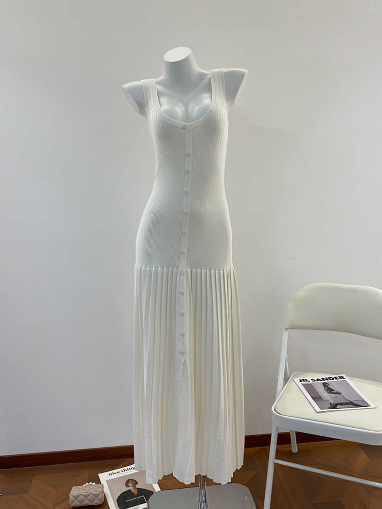 White women's knitted slim fit dress