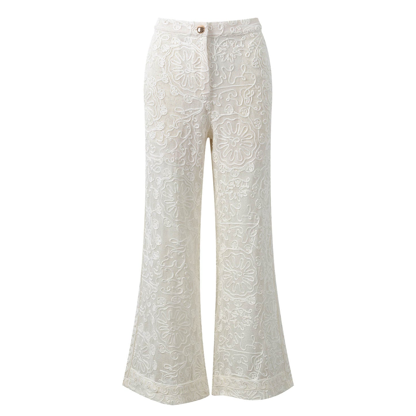 Round neck knitted hollow knitted trousers two-piece set