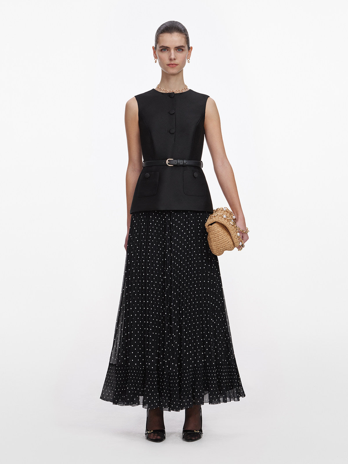 Women's black polka dot dress