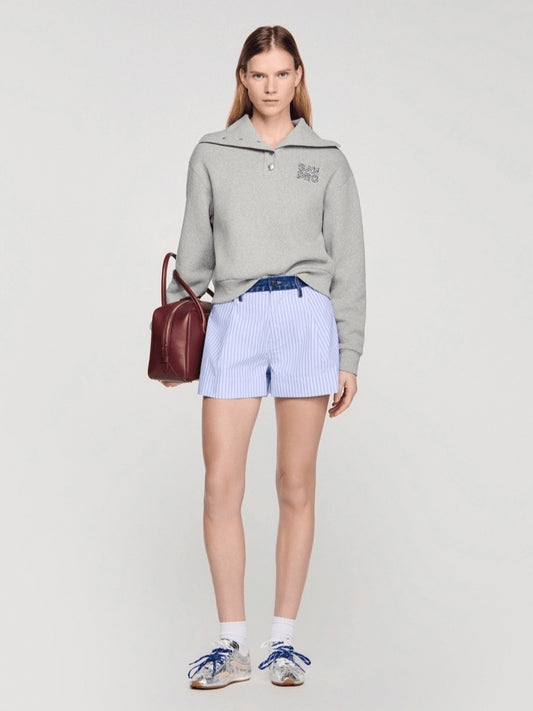Women's gray long-sleeved pullover