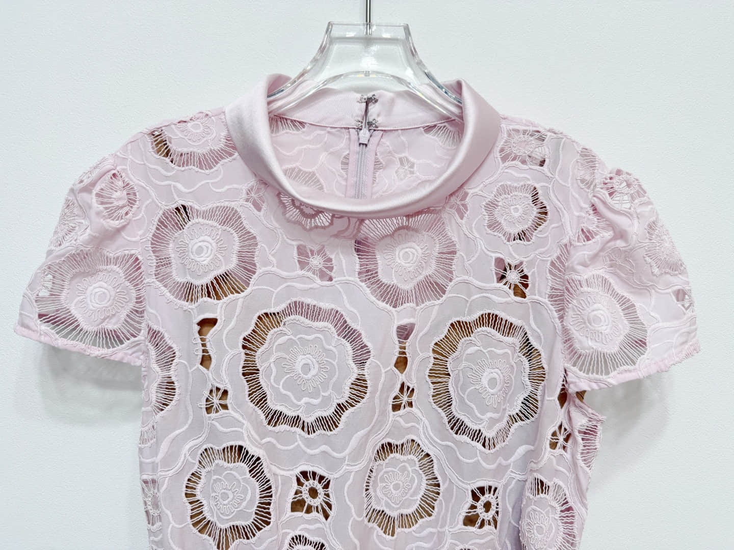 Women's Pink Lace Short Sleeve Dress