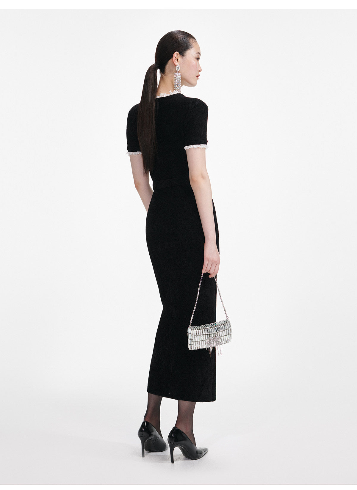 Women's black diamond slim elegant dress